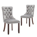 Hixkol Velvet Dining Chairs Set of 4,Upholstered Dining Chairs with Ring Pull Trim and Button Back,Modern Seating for Kitchen, Bedroom & Living Room(Grey)