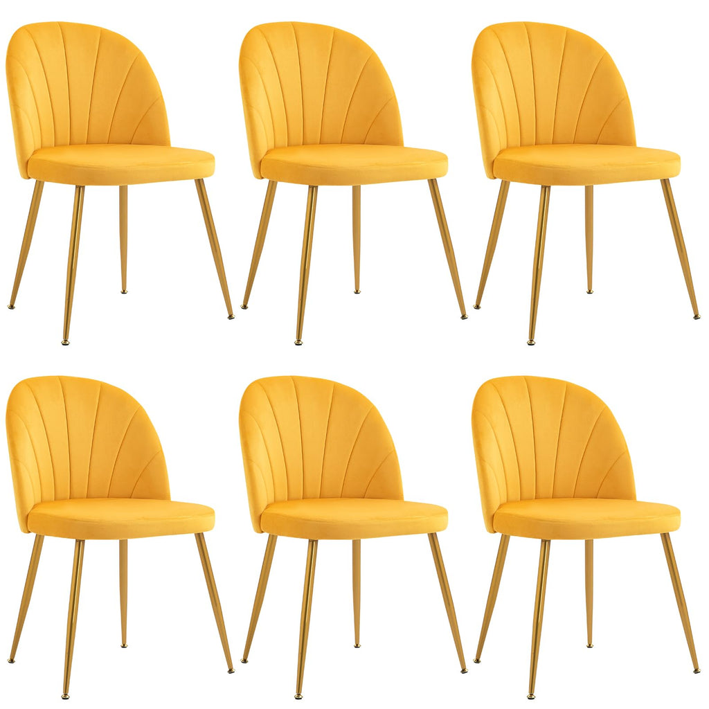 Velvet Dining Chairs Set of 4, Mid-Century Modern Upholstered Kitchen Chair with Metal Gold Legs for Living Room, Dining Room, White