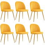Velvet Dining Chairs Set of 4, Mid-Century Modern Upholstered Kitchen Chair with Metal Gold Legs for Living Room, Dining Room, White