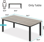 GarveeHome Industrial Dining Table for 6-8 People, 78.7" Long Kitchen Table with Sturdy Metal Frame & Seats 6 Rectangular Counter for Dinner, Kitchen (Only Table)