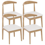 Solid Wood Dining Chairs Set of 2, Mid Century Modern Kitchen Chairs with Leather Upholstered Seat, Elegant Walnut-Colored Side Chairs for Dining Room, Kitchens,Restaurants, Cafes