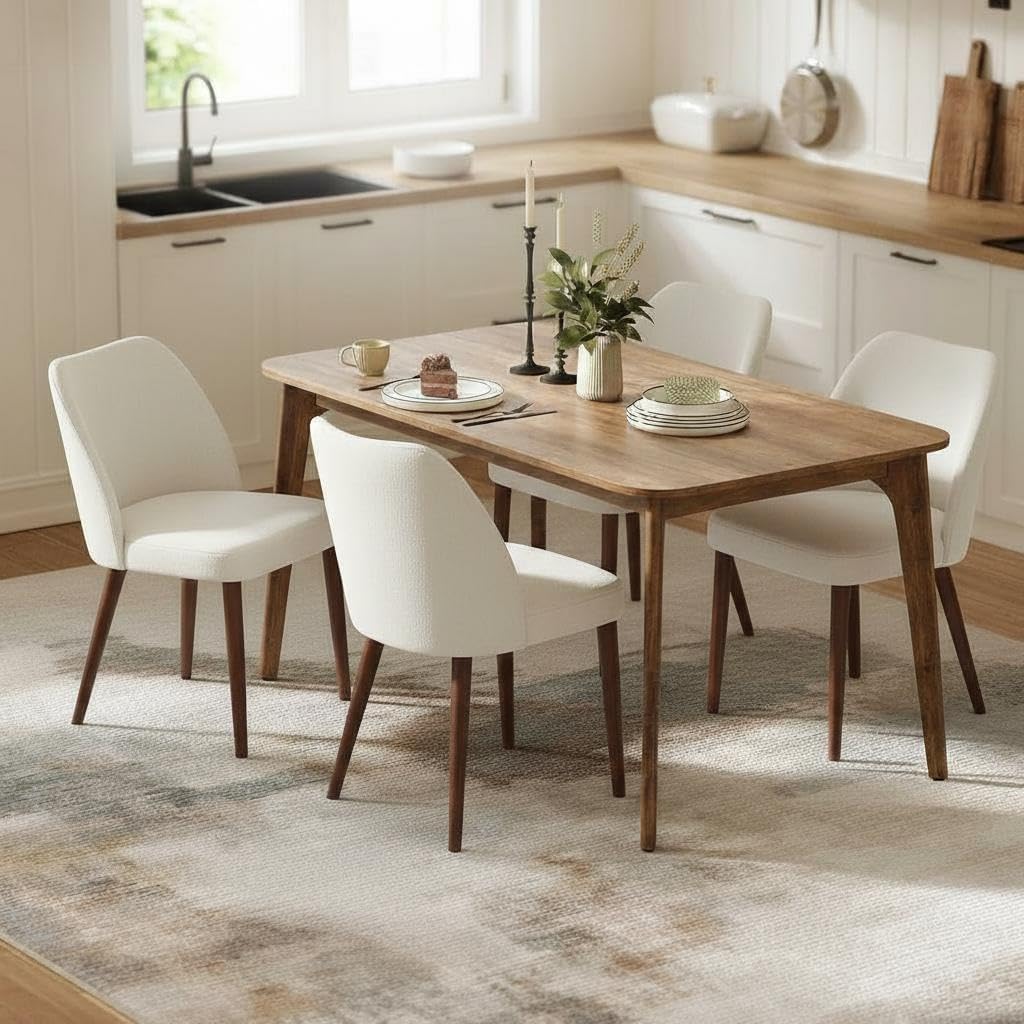 GarveeHome Wooden Dining Chair Set of 4 Upholstered Fabric Dining Chair