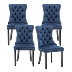 Hixkol Velvet Dining Chairs Set of 4,Upholstered Dining Chairs with Ring Pull Trim and Button Back,Modern Seating for Kitchen, Bedroom & Living Room(Grey)