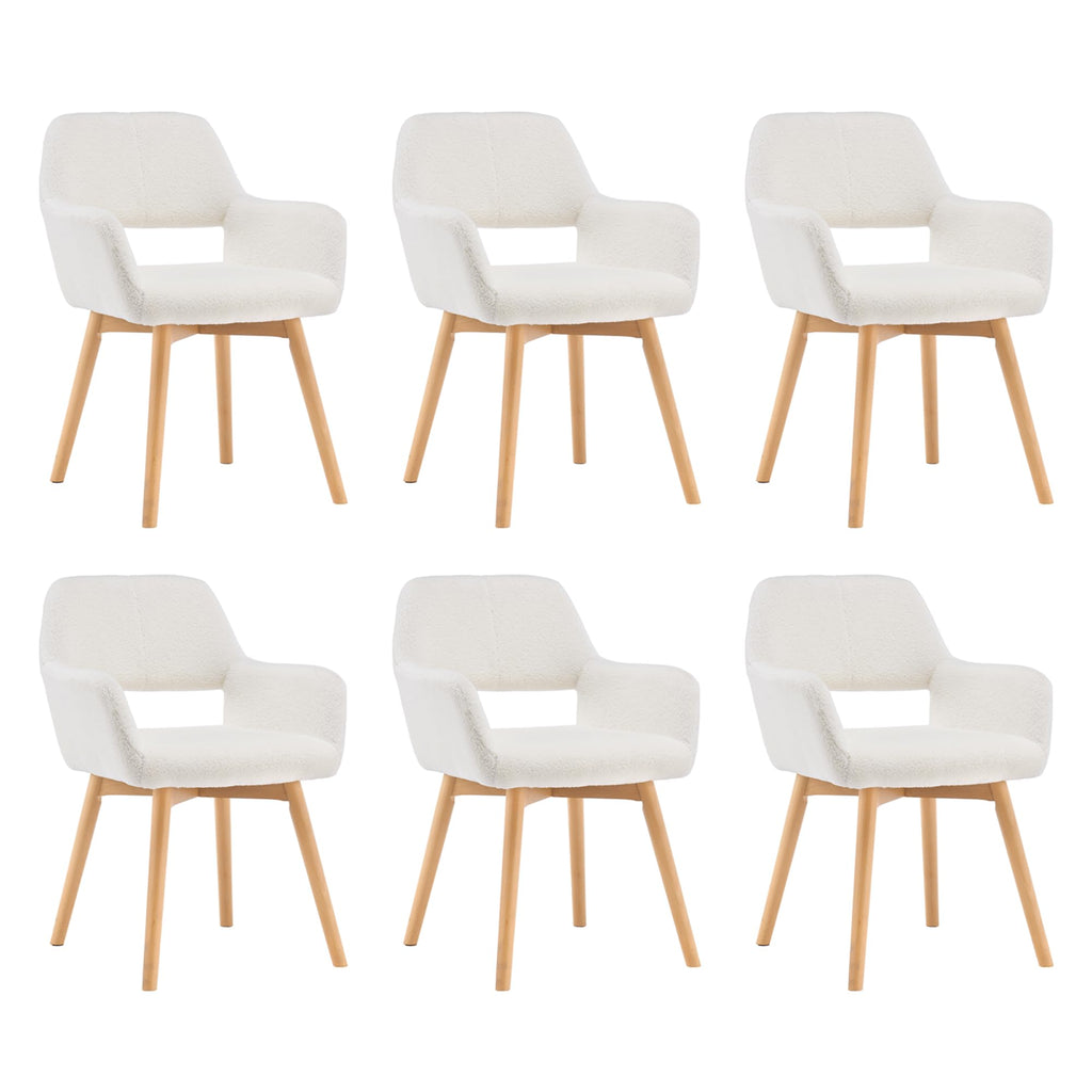 Mid Century Modern Dining Chairs Set of 2 & 4 & 6 Comfy Accent Chair Upholstered Kitchen Dining Living Room Chairs for Bedrooms Waiting Room Home Arm Desk Chair No Wheels (Wool White, 2)