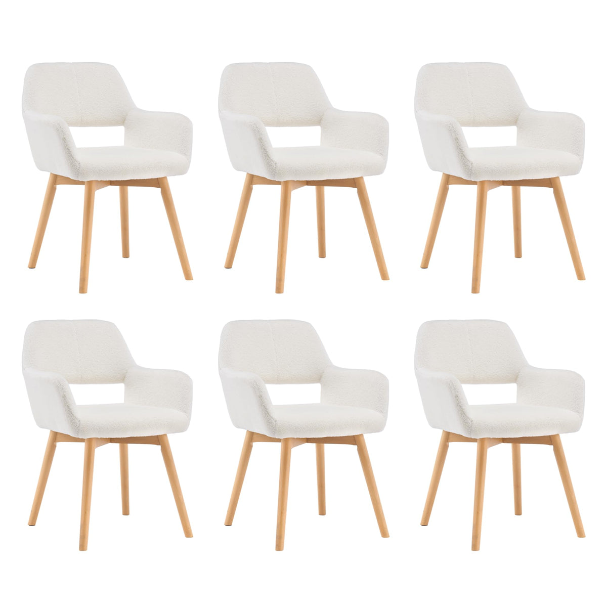 Mid Century Modern Dining Chairs Set of 2 & 4 & 6 Comfy Accent Chair Upholstered Kitchen Dining Living Room Chairs for Bedrooms Waiting Room Home Arm Desk Chair No Wheels (Wool White, 2)