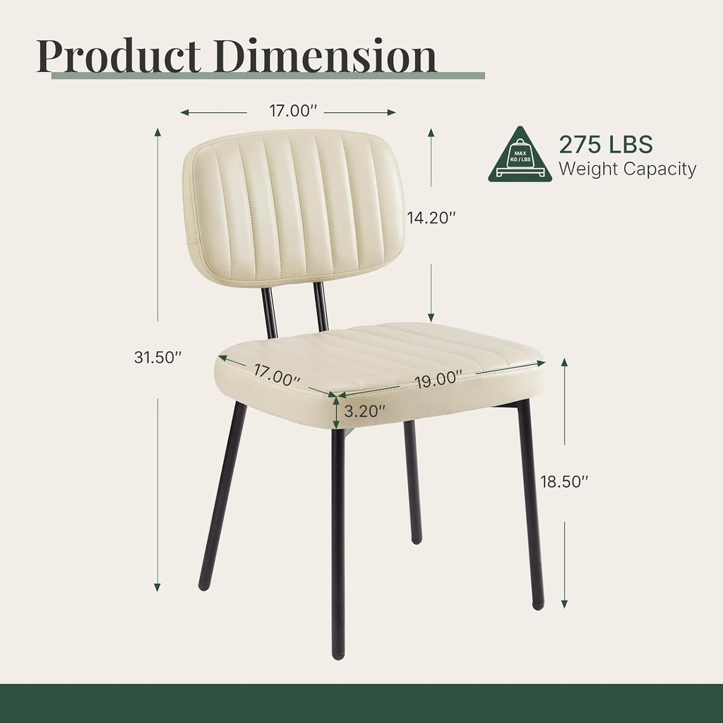 Dining Chairs Set of 2, PU Leather Upholstered Kitchen Chairs