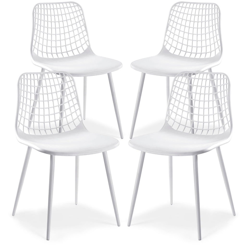 Poly & BARK Isla Modern Kitchen Chairs Set of 4 - Plastic Dining Chair with Metal Legs - Quick Assembly Simple Cafe Chairs Plastic for Indoor or Outdoor - Pistachio Green