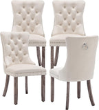 Velvet Dining Chairs, Tufted Kitchen & Dining Room Chairs, Beige, Set of 4