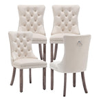 Velvet Dining Chairs, Tufted Kitchen & Dining Room Chairs, Beige, Set of 4