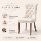 Velvet Dining Chairs, Tufted Kitchen & Dining Room Chairs, Beige, Set of 4