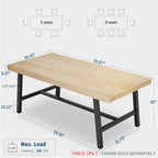 GarveeHome Industrial Dining Table for 6-8 People, 70.87" Long Large Kitchen Table with Sturdy Metal Frame, Rectangular Counter for Dinner, Kitchen, Dining Room (Natural, 71" Non-extendable)