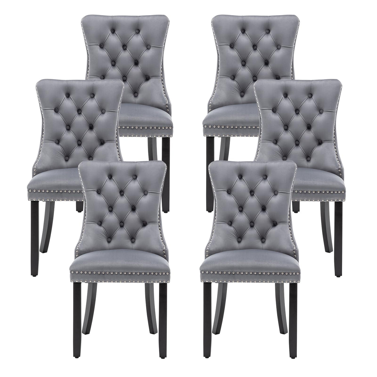 Velvet Dining Chairs, Tufted Kitchen & Dining Room Chairs, Beige, Set of 4