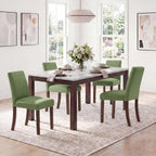 MALOL Upholstered Kitchen Chairs Set of 6, Modern Kitchen Chairs with High Back, Padded Fabric Dining Room Chair with Solid Wood Legs for Restaurant/Cafe/Home, Light Beige