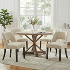 keoni Wooden Dining Chairs Set of 4 with Black Rubberwood Legs and Backrest