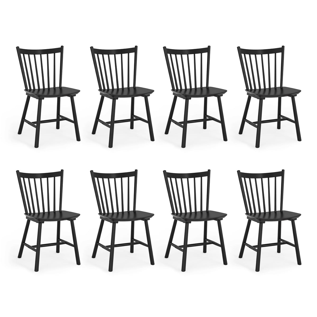 LUE BONA Upgraded Dining Chairs Set of 4, Farmhouse Wooden Spindle Back Kitchen Chairs, Windsor Dining Chairs for Kitchen and Dining Room, Black
