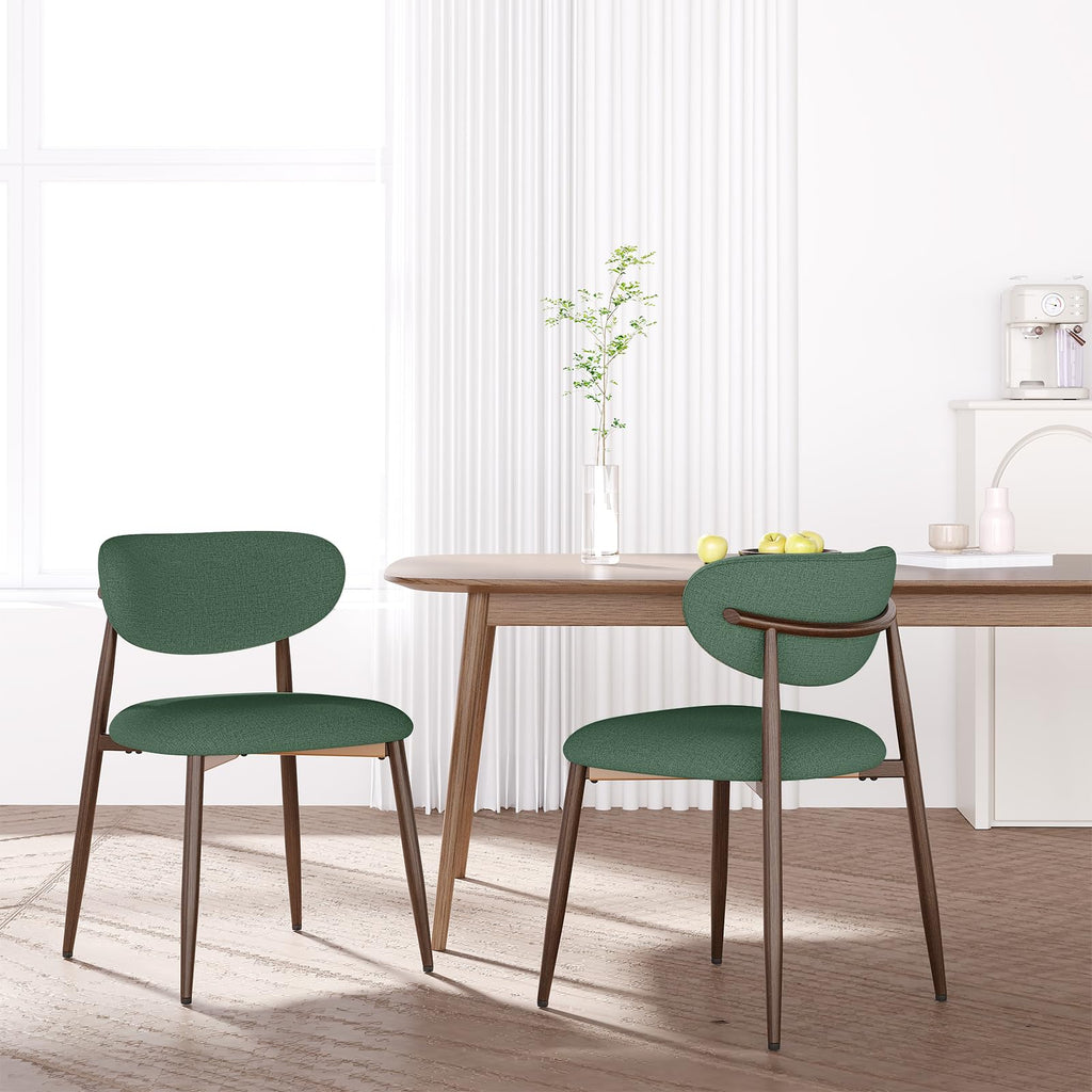 MALOL Dining Chairs Set of 4, Curved Back Kitchen Room Chairs with Metal Legs and Anti Slip Pads, Upholstered Dining Chair for Home and Restaurant, Beige