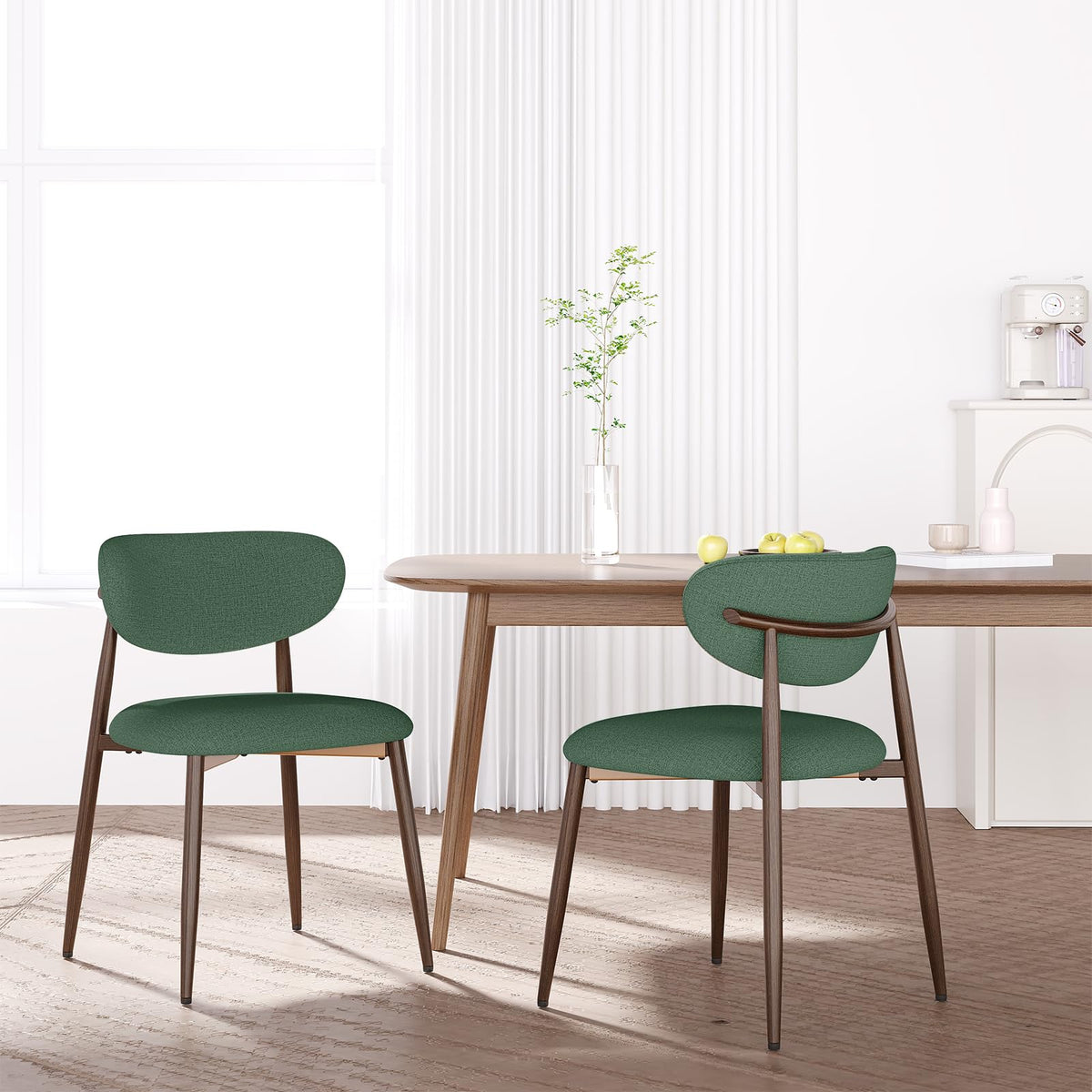 MALOL Dining Chairs Set of 4, Curved Back Kitchen Room Chairs with Metal Legs and Anti Slip Pads, Upholstered Dining Chair for Home and Restaurant, Beige