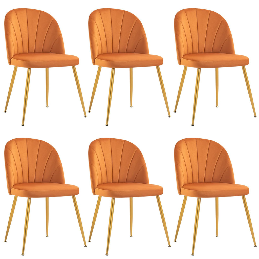Velvet Dining Chairs Set of 4, Mid-Century Modern Upholstered Kitchen Chair with Metal Gold Legs for Living Room, Dining Room, White
