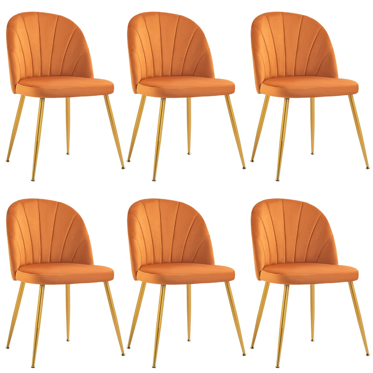 Velvet Dining Chairs Set of 4, Mid-Century Modern Upholstered Kitchen Chair with Metal Gold Legs for Living Room, Dining Room, White