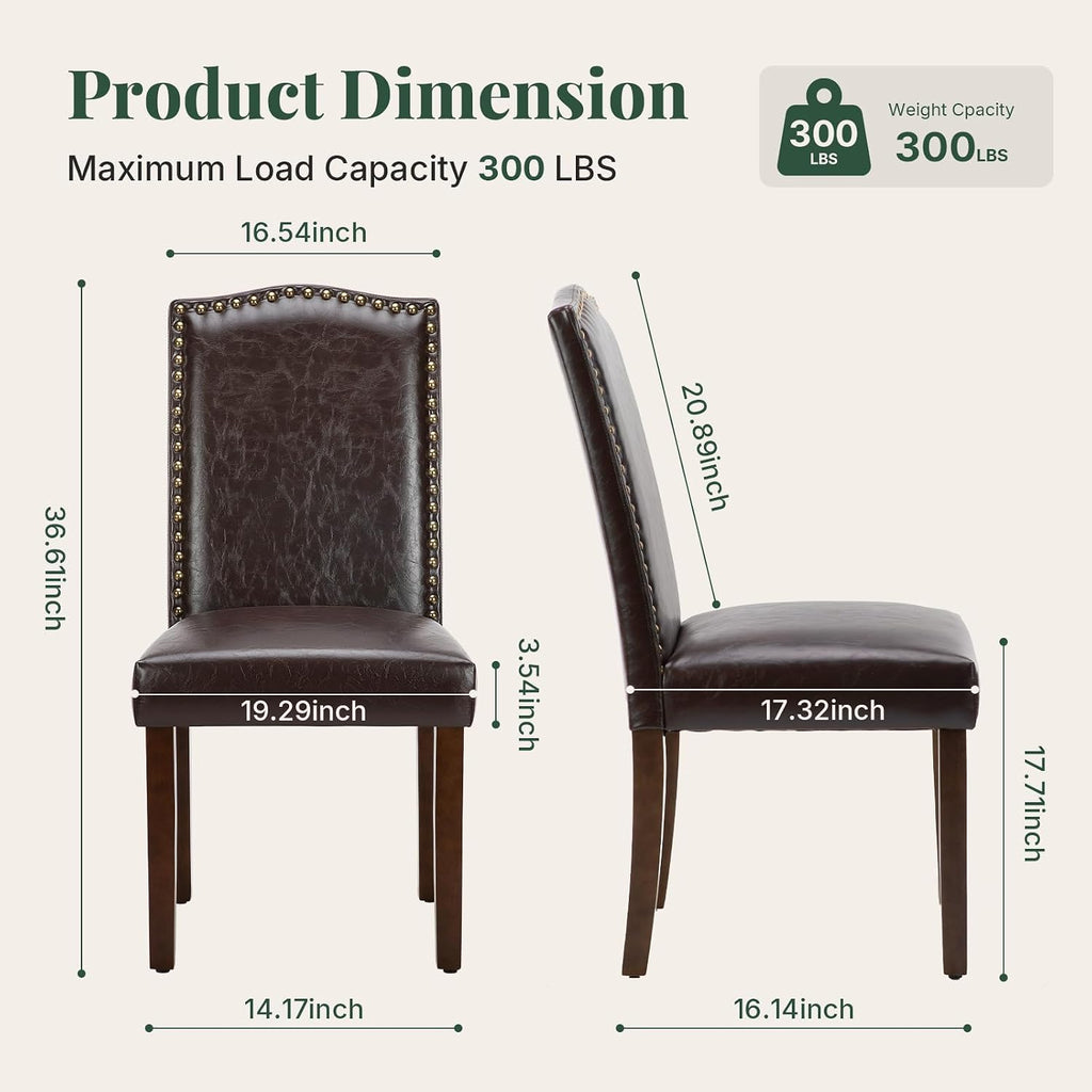 Upholstered Dining Chair Set of 6, PU Leather Kitchen Chair