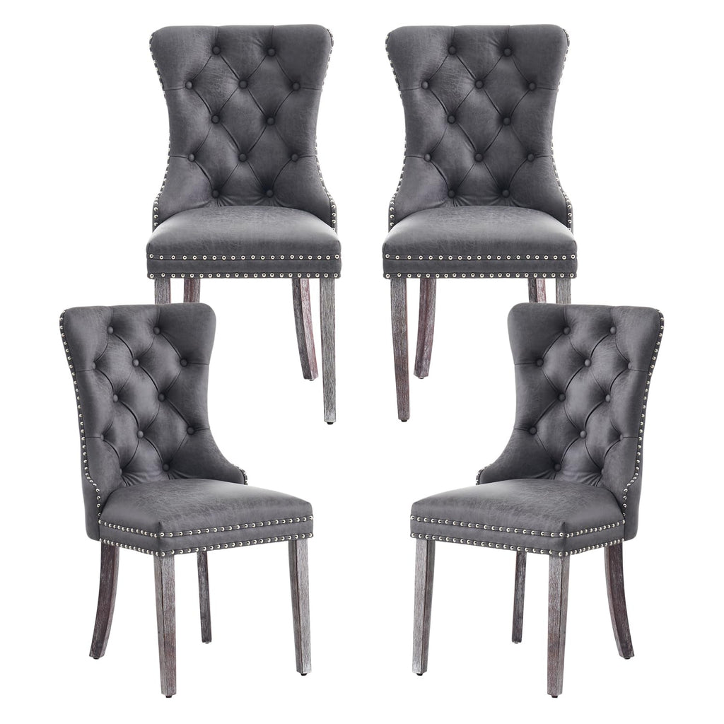Velvet Dining Chairs, Tufted Kitchen & Dining Room Chairs, Beige, Set of 4