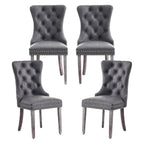 Velvet Dining Chairs, Tufted Kitchen & Dining Room Chairs, Beige, Set of 4