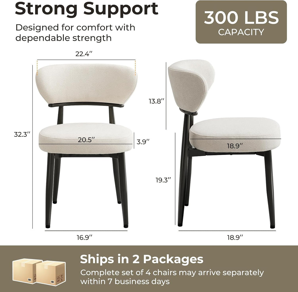 Dining Chairs Set of 4, Modern Upholstered Fabric Dining Chairs