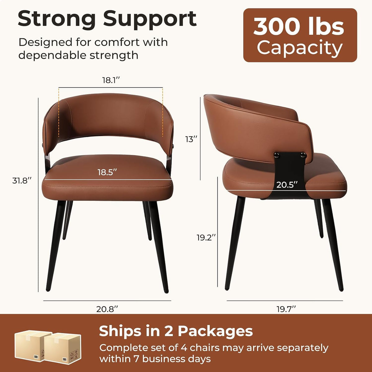 Dining Chairs Set of 4, Modern Faux Leather Kitchen Chairs