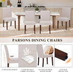 MALOL Upholstered Dining Chairs Set of 4, Fabric Dining Room Chairs, Modern Wooden Dining Chair, Kitchen Side Chairs, Farmhouse Dinner Chair with High Back for Kitchen, Beige