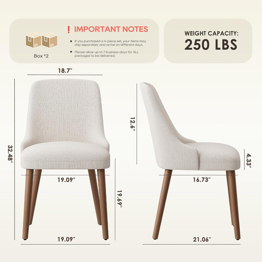 MALOL Upholstered Dining Chairs Set of 4 with High-Back, Beige
