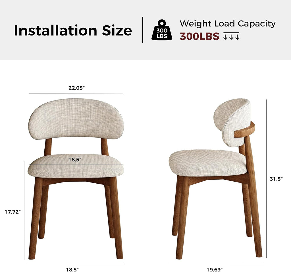 Wooden Dining Chairs Set of 2, Mid Century Modern Side Chairs