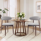 COLAMY Wooden Dining Chairs Set of 4, Modern Fabric Upholstered Kitchen Side Chairs, Farmhouse Dining Room Chair with Foot Pegs, Beige