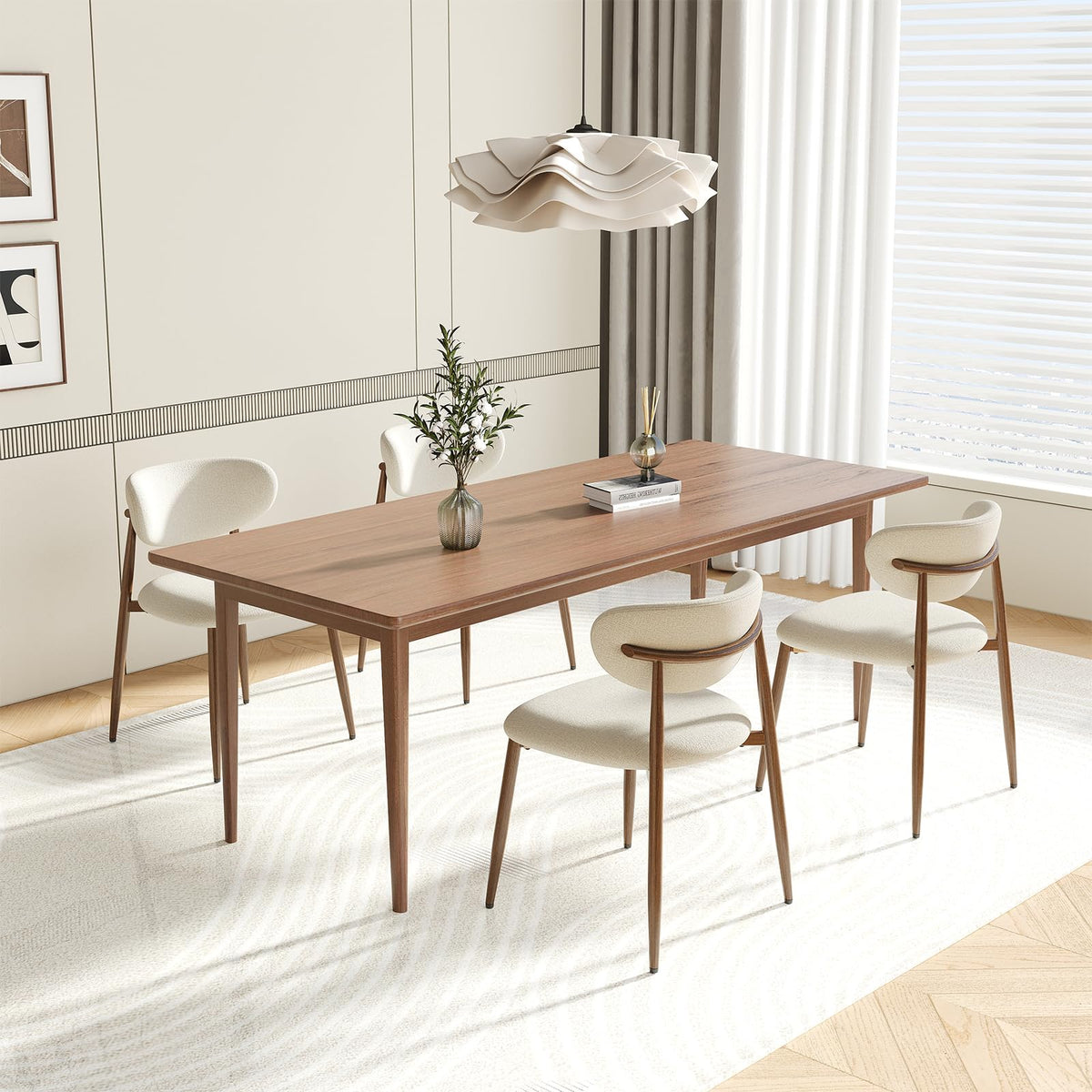 MALOL Dining Chairs Set of 4, Curved Back Kitchen Room Chairs with Metal Legs and Anti Slip Pads, Upholstered Dining Chair for Home and Restaurant, Beige