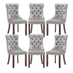 Hixkol Velvet Dining Chairs Set of 4,Upholstered Dining Chairs with Ring Pull Trim and Button Back,Modern Seating for Kitchen, Bedroom & Living Room(Grey)
