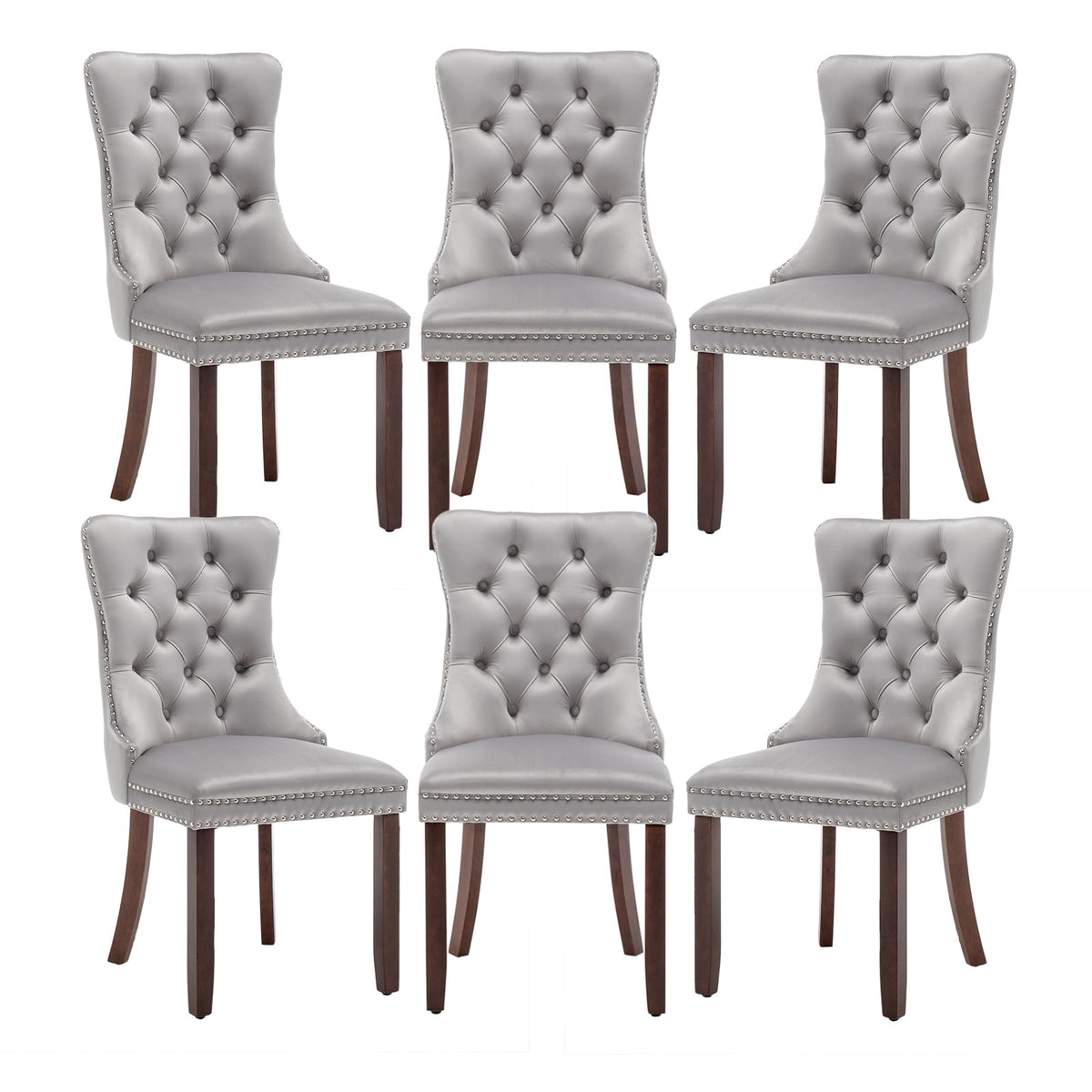 Hixkol Velvet Dining Chairs Set of 4,Upholstered Dining Chairs with Ring Pull Trim and Button Back,Modern Seating for Kitchen, Bedroom & Living Room(Grey)