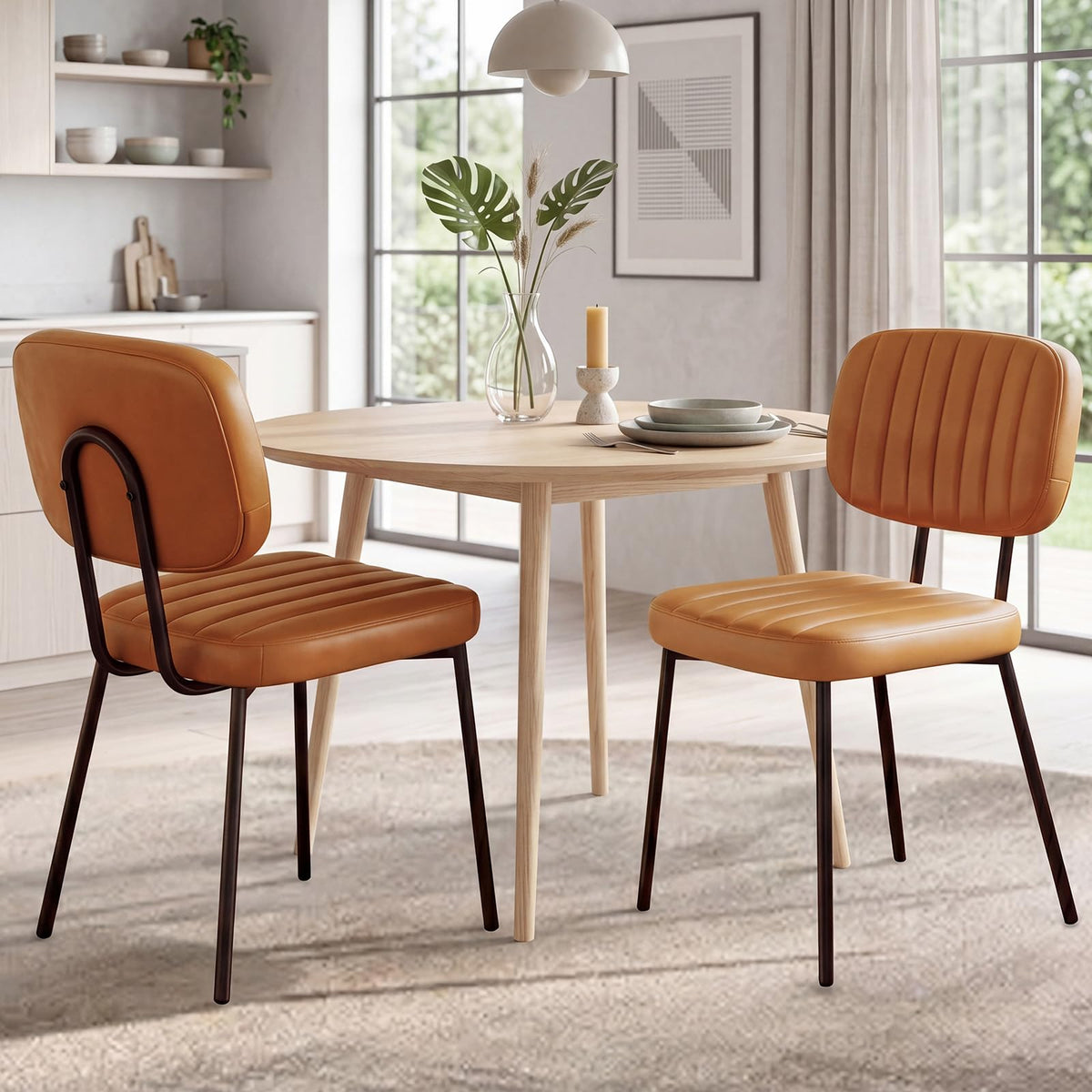OLIXIS Dining Chairs Set of 6, Upholstered Kitchen Chairs, Black
