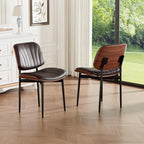 REONEY Dining Chairs Set of 2, Mid-Century Modern Kitchen Chairs, Black