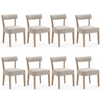 ZJhome Dining Chairs Set of 4,Mid Century Modern Dining Chair Set - Linen Upholstered Low Back Kitchen & Dining Room Chairs with Woven Design,Oatmeal Fabric
