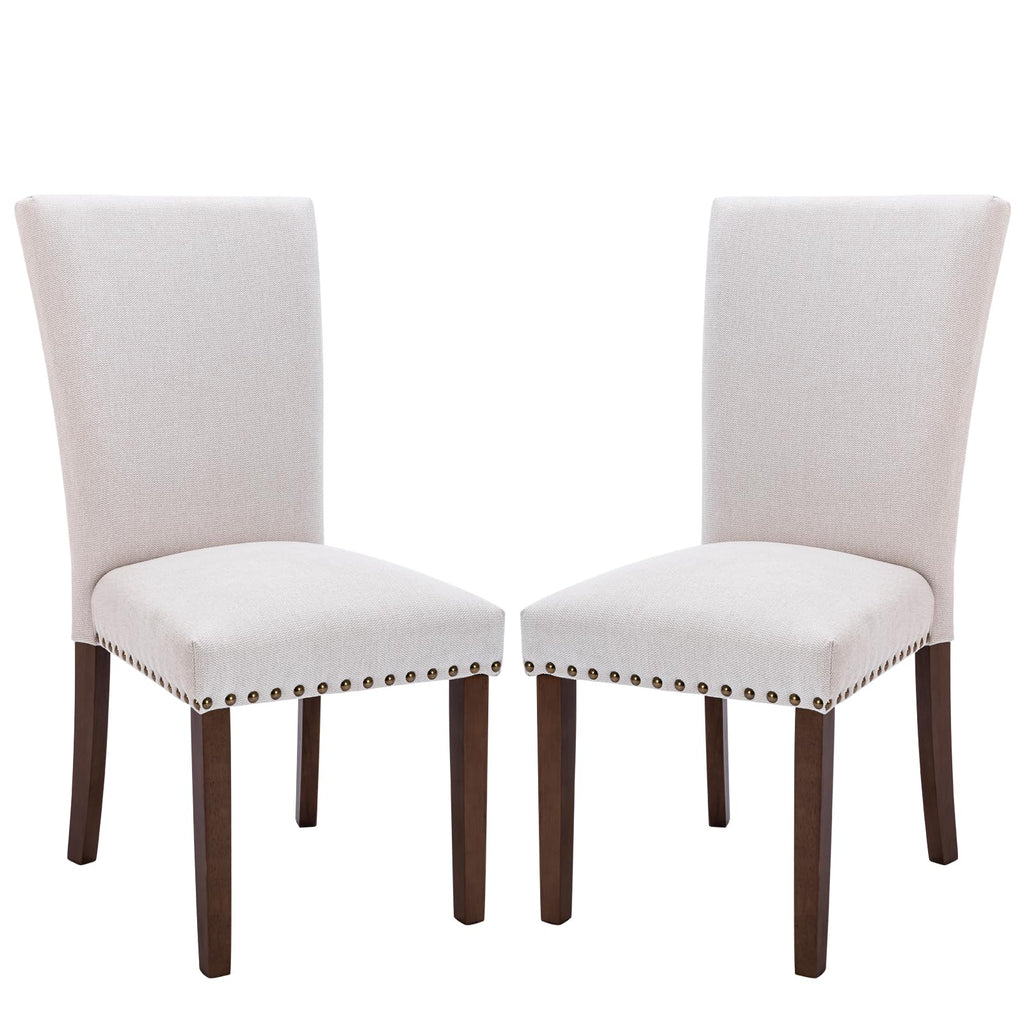 MALOL Upholstered Dining Chairs Set of 4, Fabric Dining Room Chairs, Modern Wooden Dining Chair, Kitchen Side Chairs, Farmhouse Dinner Chair with High Back for Kitchen, Beige