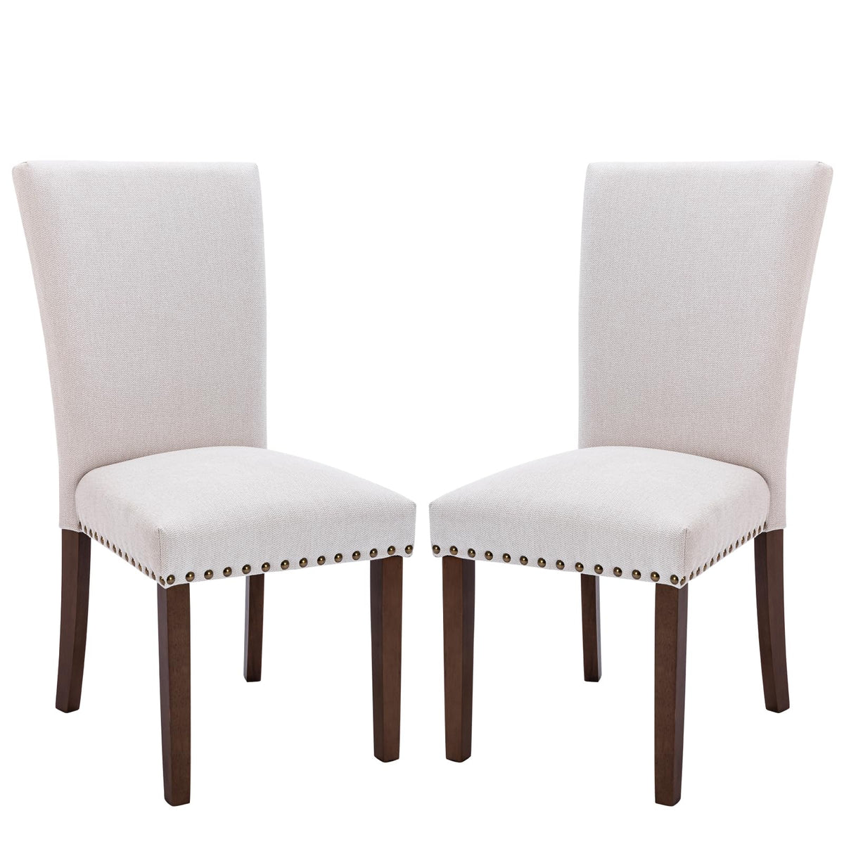 MALOL Upholstered Dining Chairs Set of 4, Fabric Dining Room Chairs, Modern Wooden Dining Chair, Kitchen Side Chairs, Farmhouse Dinner Chair with High Back for Kitchen, Beige