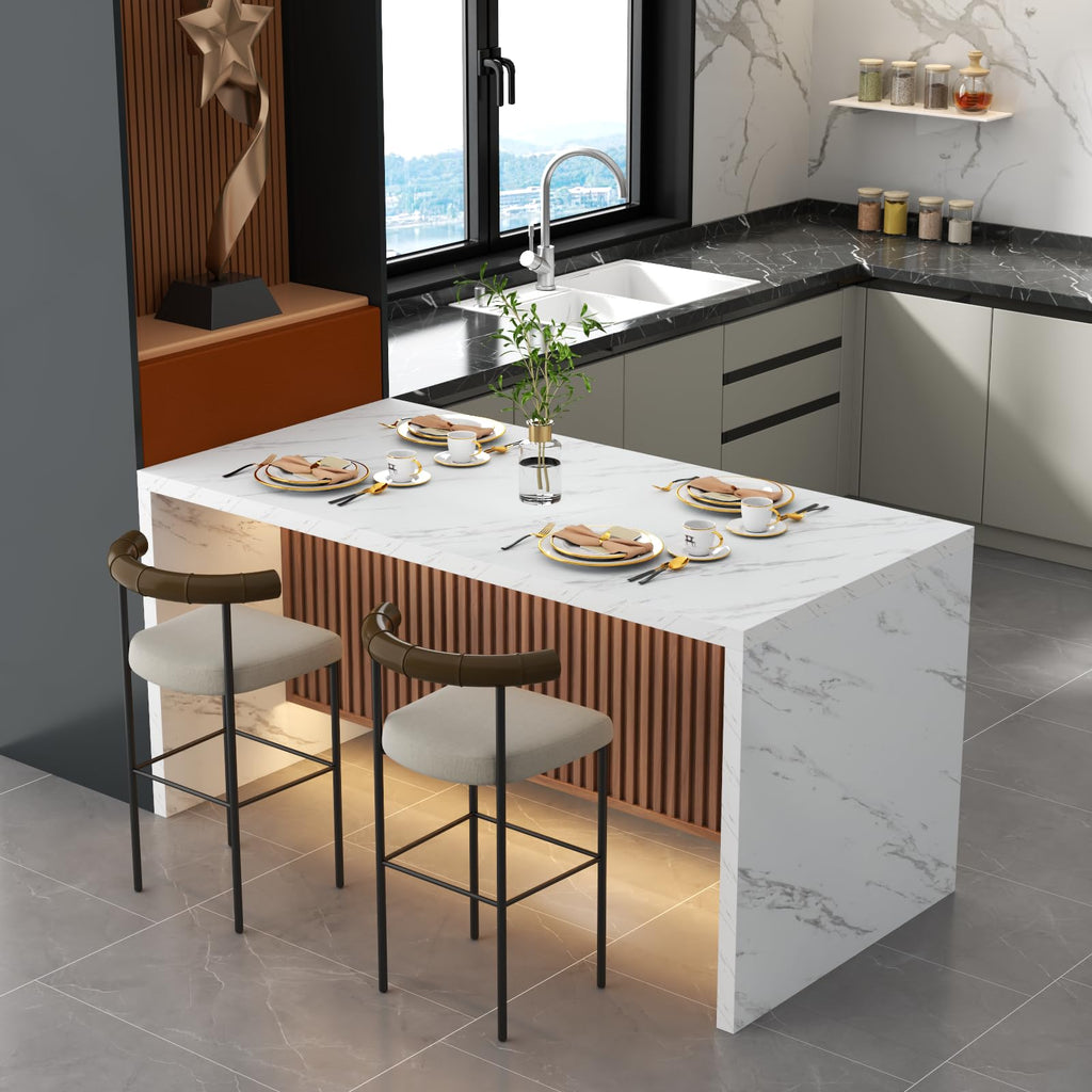 63" Large Imitation Marble Dining Table for 4-6 People(Patent Pending)