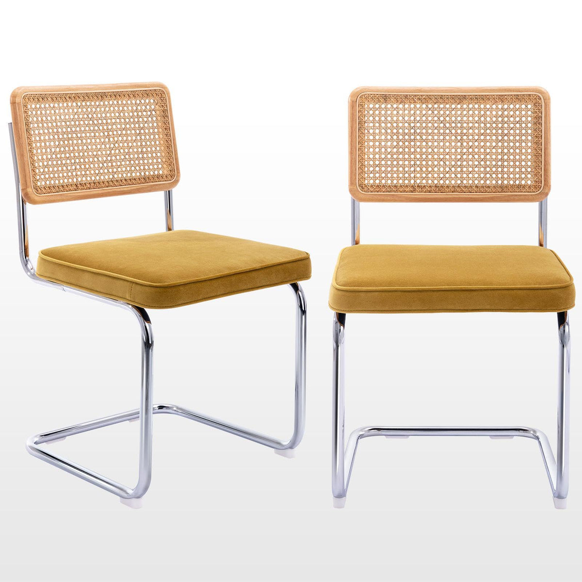Zesthouse Natural Rattan Dining Chairs Set of 2, Modern Cesca Kitchen Chair
