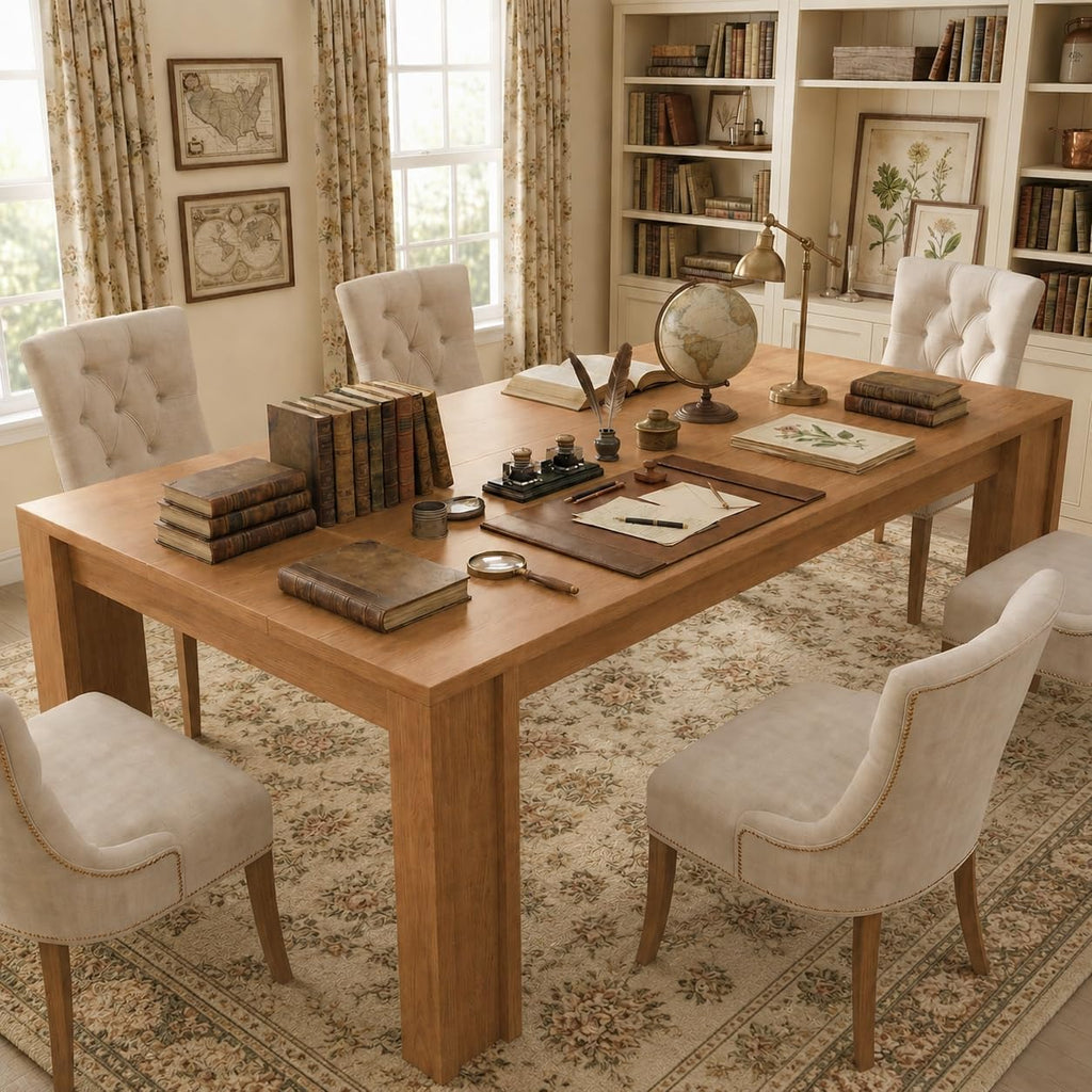 Garvee 71" Farmhouse Dining Table for 4-6, Kitchen Table w/Thick Tabletop, Wood Strip Base, Wider Legs, Large Rectangular Dining Room Table for Kitchen, Apartment & Family Gatherings, Walnut