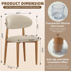 Dining Chairs, Modern Fabric Upholstered Dining Room Chair MetalKitchen Chairs, Farmhouse Dinner Chair for Kitchen Dining Room, Beige (4, Beige Seat/Wood-Grain Metal Legs)