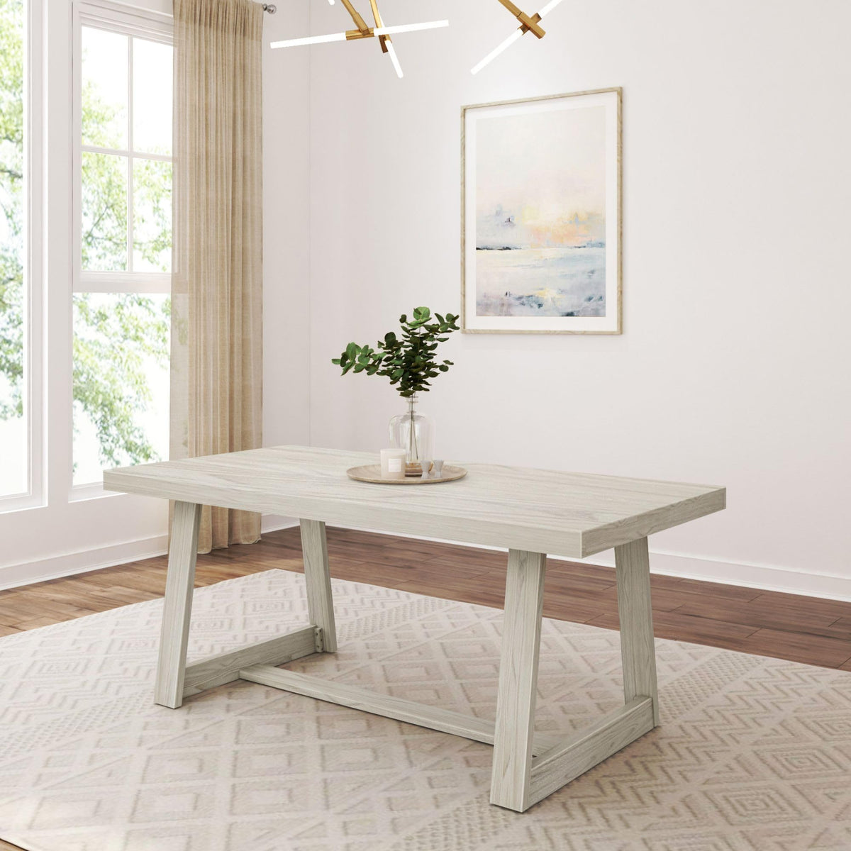 Plank+Beam Classic 72 Inch Dining Table, Rectangular, Pecan Wirebrush
