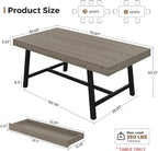 Industrial Dining Table for 6, 70.9" Rectangular Kitchen Table with Hidden 2 Storage Drawers, Wooden Dining Room Table with Heavy Duty Metal Frame, Kitchen & Dining Room Table for 6-8 People, Grey