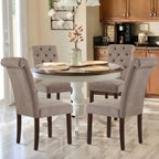 COLAMY Button Tufted Dining Chairs Set of 4, Parsons Upholstered Fabric Dining Room Chairs Kitchen Chairs with Wood Legs and Padded Seat, Taupe