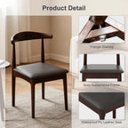 Solid Wood Dining Chairs Set of 2, Mid Century Modern Kitchen Chairs with Leather Upholstered Seat, Elegant Walnut-Colored Side Chairs for Dining Room, Kitchens,Restaurants, Cafes