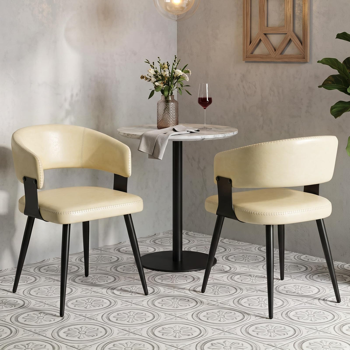 Dining Chairs Set of 4, Modern Faux Leather Kitchen Chairs