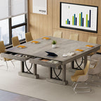 IDEALHOUSE Wooden Dining Table for 6-8 People with 2 Large Drawers, 71 in Long Farmhouse Rectangular Kitchen Dining Table & Thick Table Top, Sturdy Frame, for Big Family, Dinette, Rustic Gray